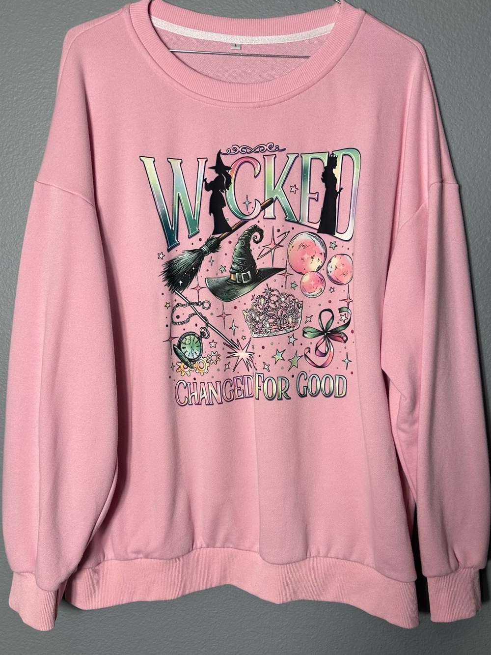Pink 'Wicked' Graphic Crewneck Sweatshirt